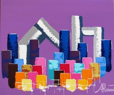 Painting titled "A & H Towers" by Antoine Renault, Original Artwork