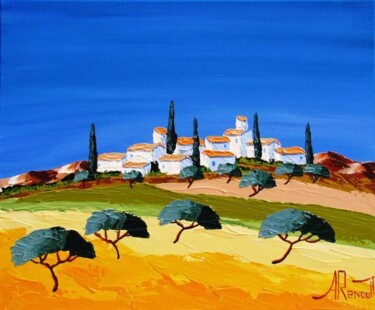 Painting titled "Village Provence Lu…" by Antoine Renault, Original Artwork
