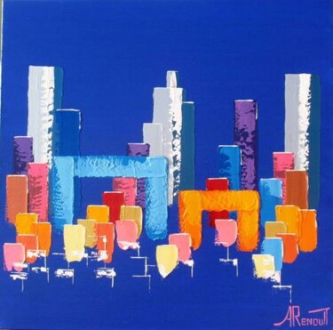 Painting titled "Blue and Orange Bri…" by Antoine Renault, Original Artwork
