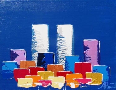 Painting titled "Blue Towers" by Antoine Renault, Original Artwork