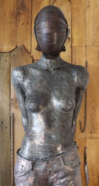 Sculpture titled "Le combat de Kira" by Antoine Rey, Original Artwork, Metals
