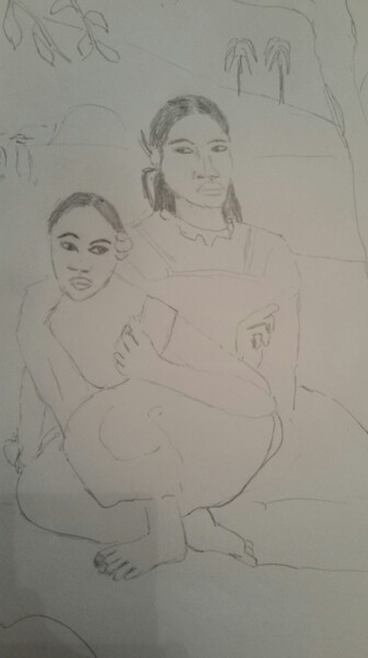 图画 标题为“Recuerdo  Gauguin” 由Antoine Silveira, 原创艺术品, 铅笔