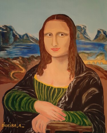 Картина под названием "Mi Mona Lisa" - Antoine Silveira, Подлинное произведение искусства, Акрил