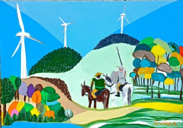 Картина под названием "Don Quichotte contr…" - Antoine Silveira, Подлинное произведение искусства, Акрил