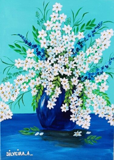 Painting titled "Mes Marguerites" by Antoine Silveira, Original Artwork, Acrylic