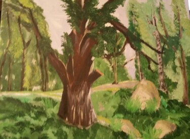 Painting titled "Forêt de Fontainebl…" by Antoine Silveira, Original Artwork, Acrylic