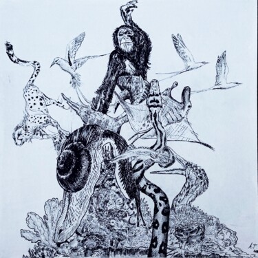 Рисунок под названием "Without hierarchy t…" - Antoine Talon, Подлинное произведение искусства, Шариковая ручка