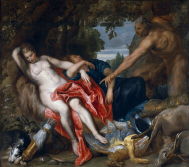 Malerei mit dem Titel "Diane et une nymphe…" von Antoine Van Dyck, Original-Kunstwerk, Öl