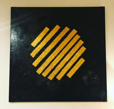 Painting titled ""Gold Circle" (Créa…" by Antoine Vidal, Original Artwork, Acrylic Mounted on Wood Stretcher frame
