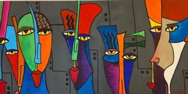 Peinture intitulée ""Multiples faces" (…" par Antoine Vidal, Œuvre d'art originale, Acrylique
