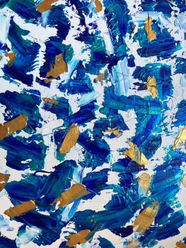 Peinture intitulée ""Gold & Blue" (Créa…" par Antoine Vidal, Œuvre d'art originale, Acrylique Monté sur Châssis en bois