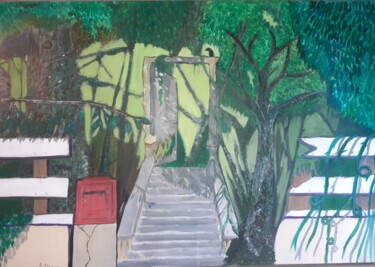 Painting titled ""Petit pavillon de…" by Antoine Devaux, Original Artwork, Acrylic