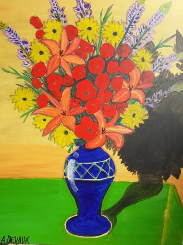 Peinture intitulée ""Composition floral…" par Antoine Devaux, Œuvre d'art originale, Acrylique