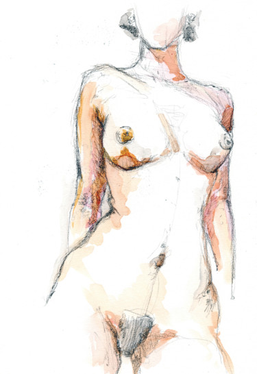 Peinture intitulée "nue-05" par Antoine Marelle, Œuvre d'art originale, Aquarelle