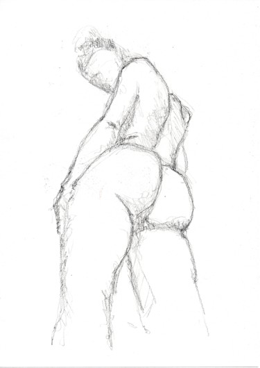 Drawing titled "debout" by Antoine Marelle, Original Artwork, Pencil
