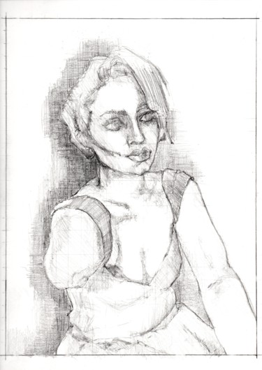 图画 标题为“Mademoiselle Julia…” 由Antoine Marelle, 原创艺术品, 铅笔