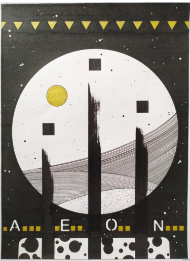 Drawing titled "AEON" by Antoine Tabart, Original Artwork, Ink