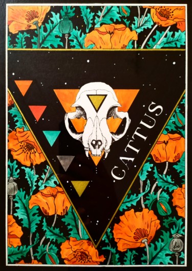 Cattus #ArtistSupportPledge Peinture intitulée "Cattus #ArtistSuppo…" par Antoine Tabart, Œuvre d'art originale, Aquarelle