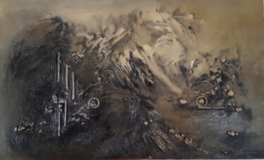 Painting titled "Chaos" by Antoinette Dall'Agnolo (Tani), Original Artwork, Oil Mounted on Wood Stretcher frame