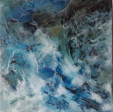 Painting titled "Symphonie marine" by Antoinette Dall'Agnolo (Tani), Original Artwork, Oil Mounted on Wood Stretcher frame