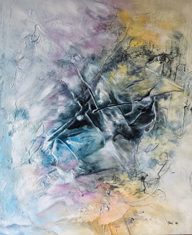Painting titled ""Sortir des voiles…" by Antoinette Dall'Agnolo (Tani), Original Artwork, Oil Mounted on Wood Stretcher frame
