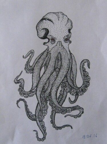 Painting titled "Octopus" by Anton, Original Artwork, Airbrush