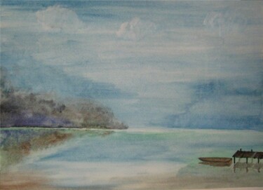 Pintura titulada "Спокойное озеро .jpg" por Anton, Obra de arte original, Acuarela
