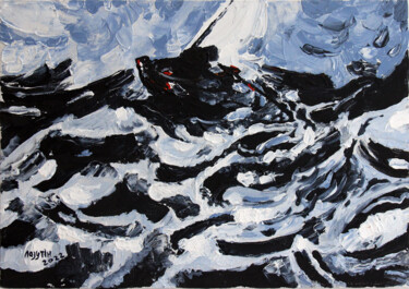 绘画 标题为“Fisherman, longboat…” 由Anton Lazutin, 原创艺术品, 丙烯