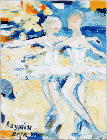 Painting titled "Ballerinas" by Anton Lazutin, Original Artwork, Oil