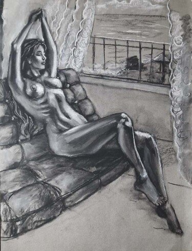 Dibujo titulada ""Relax" Charcoal dr…" por Anton Polkhovskii, Obra de arte original, Carbón