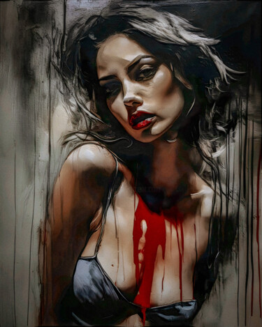 Arte digitale intitolato "blood on her chest" da Anton Pustovalov, Opera d'arte originale, Pittura digitale