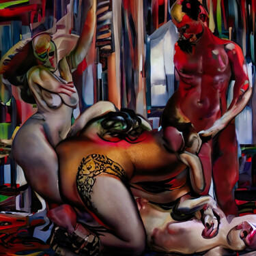 Digitale Kunst mit dem Titel "Media Orgy" von Anton Pustovalov, Original-Kunstwerk, KI-generiertes Bild