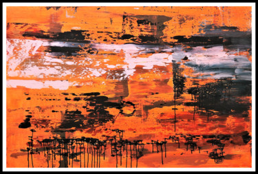 Schilderij getiteld "Volcano effect" door Anton Rakun, Origineel Kunstwerk, Acryl Gemonteerd op Frame voor houten brancard