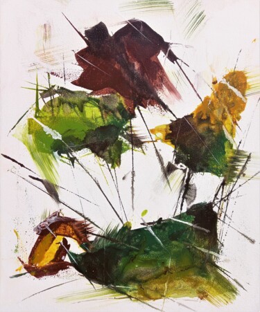Pintura intitulada "Flower fragments" por Anton Rakun, Obras de arte originais, Acrílico