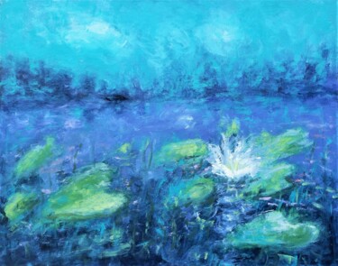 Painting titled "Floral lake" by Anton Rakun, Original Artwork, Acrylic