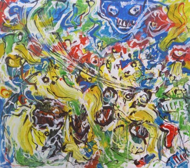 Ζωγραφική με τίτλο "Too Crowded" από Anton Rakun, Αυθεντικά έργα τέχνης, Ακρυλικό