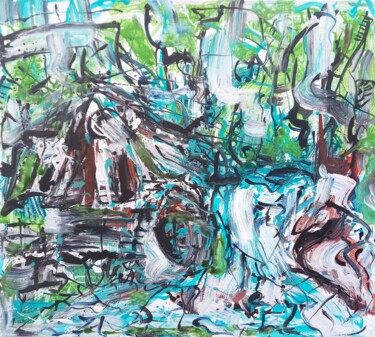 Schilderij getiteld "Screaming green nat…" door Anton Rakun, Origineel Kunstwerk, Acryl