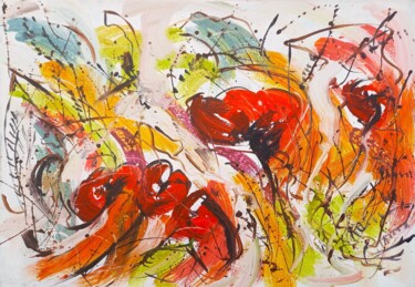 Schilderij getiteld "Poppies" door Anton Rakun, Origineel Kunstwerk, Acryl
