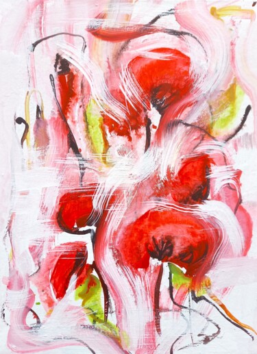 Malerei mit dem Titel "Red bunch" von Anton Rakun, Original-Kunstwerk, Acryl