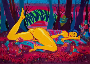 Картина под названием "Honey Mushrooms" - Anton Sorata, Подлинное произведение искусства, Акрил