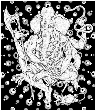 Σχέδιο με τίτλο "Ganesha" από Anton Tantsev, Αυθεντικά έργα τέχνης, Μαρκαδόρος