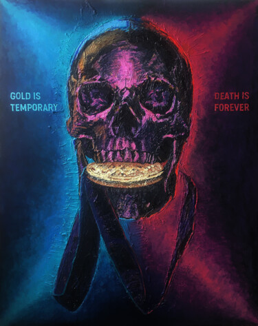 Schilderij getiteld "Gold Is Temporary D…" door Anton Terziev, Origineel Kunstwerk, Olie