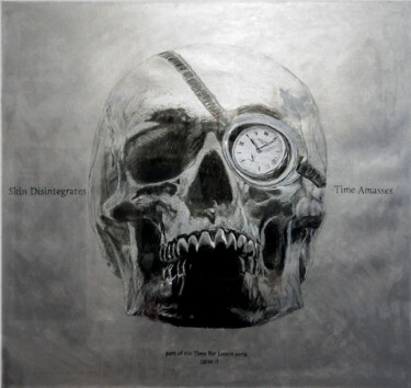 Disegno intitolato "Skin Disintegrates,…" da Anton Terziev, Opera d'arte originale, Matita Montato su Alluminio