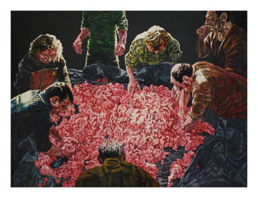 Malerei mit dem Titel "Beat Meat Manifesto…" von Anton Terziev, Original-Kunstwerk, Öl