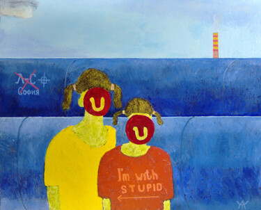 Painting titled "I'm With Stupid" by Anton Terziev, Original Artwork, Oil