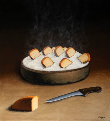 Painting titled "Ghomi with smoked s…" by Anton Totibadze, Original Artwork, Acrylic Mounted on Wood Stretcher frame