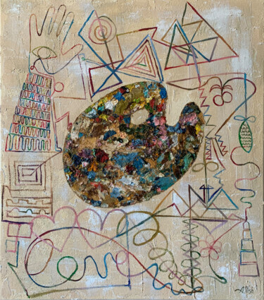 Painting titled "Palette of the world" by Anton Vishnevsky (A. Vish), Original Artwork, Oil Mounted on Wood Panel