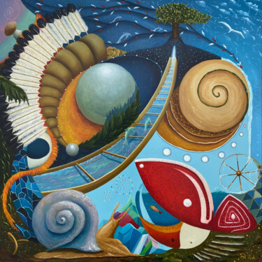 Painting titled "abundance" by Anton Vishnevsky (A. Vish), Original Artwork, Oil Mounted on Wood Panel