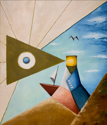Malarstwo zatytułowany „The Lighthouse” autorstwa Anton Vishnevsky (A. Vish), Oryginalna praca, Olej Zamontowany na Panel dr…