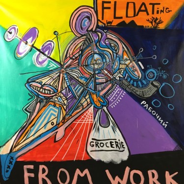 Painting titled "Floating from Work" by Anton Vitkovskiy, Original Artwork, Acrylic